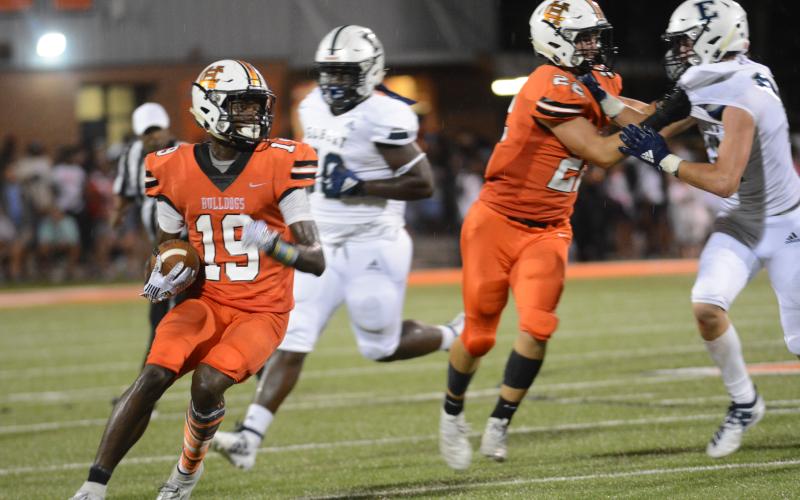 Hart County's Malachi Thomas looks for running room on Aug. 23 against Elbert County.