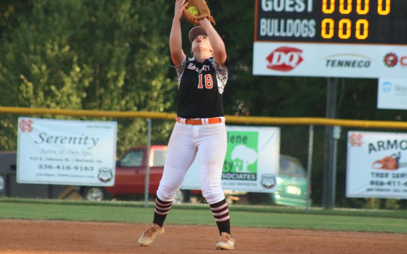 Sunshot by Grayson Williams — Hart County’s Abby Bennett catches an infield fly on Aug. 22 at home against Jefferson.