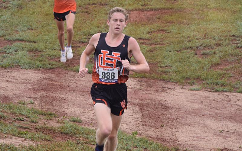 Hart County’s Samuel Garringer runs in Carnesville last week during a cross country meet in Franklin County. Photo by Shane Scoggins/ Franklin County  Citizen-Leader