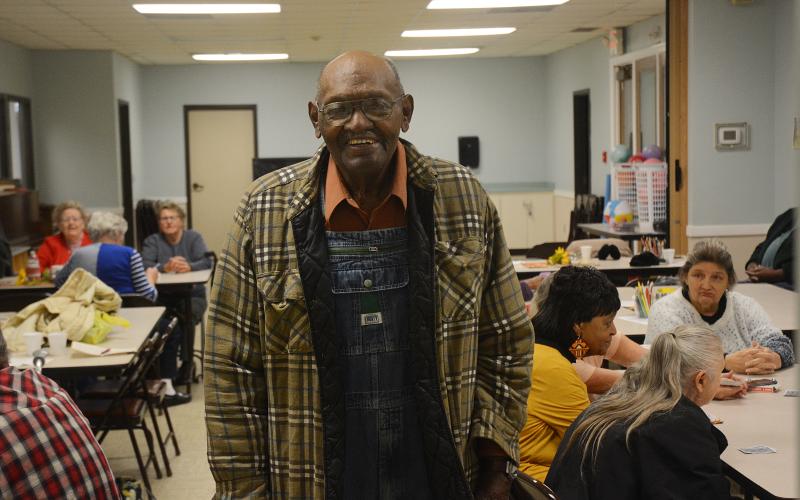 Sunshot by Michael Hall — James Edward Thornton, or “Mr. Ed” as he is known at the Hart County Senior Center, poses for a photo in the community room at the center recently. Thornton is 98 years old.