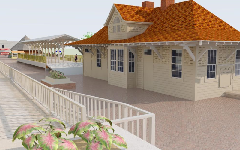 A 3D rendering of the completed Railroad Street Project