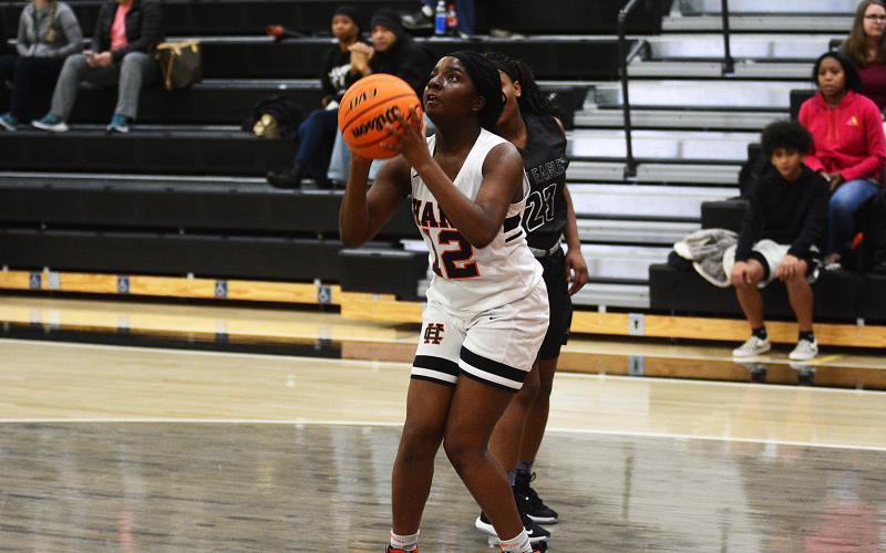 Sunshot by Grayson Williams - Hart County’s Shakendra Grove puts up a shot against East Jackson on Jan. 21. She finished with 35 points in the game