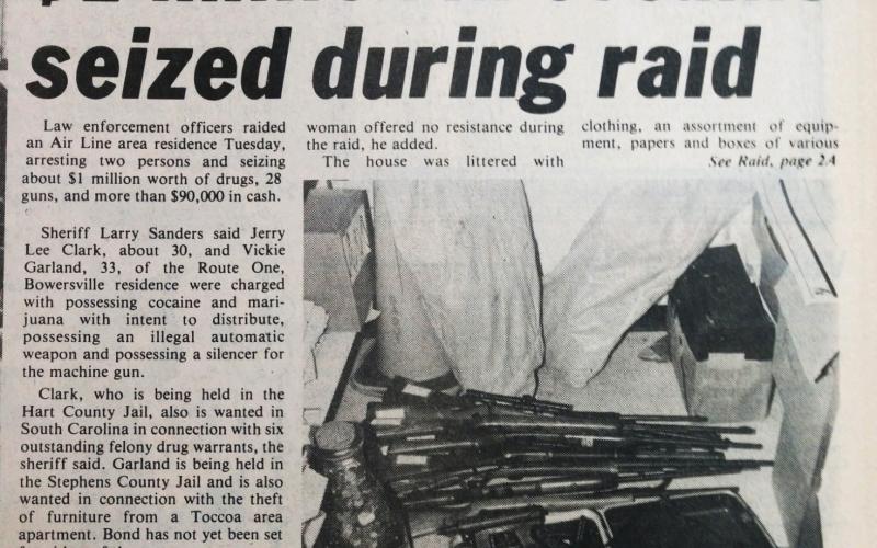 The front page on Feb. 14, 1985, featured a story about a major drug bust in Hart County.