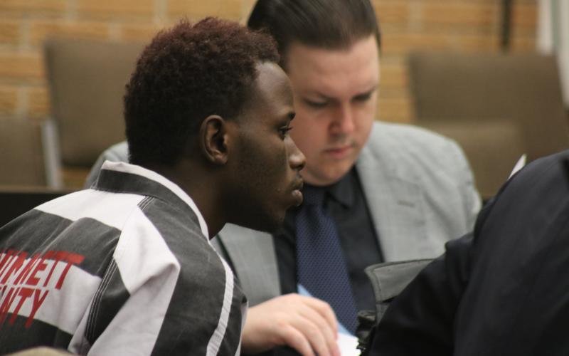 Sunshot by Grayson Williams - Larrendrick Tabor listens during a Superior Court hearing in Hart County Superior Court Tuesday, Feb. 4. Tabor is facing murder charges for his alleged involvement in a shooting Jan. 27.