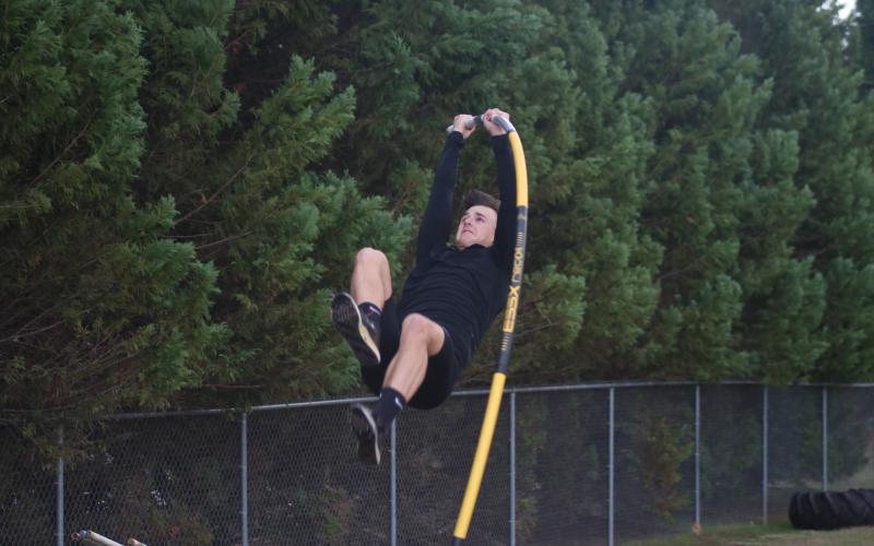 Sunshot by Grayson Williams - AJ Johnson pole vaults at Hart County High School track practice last week.