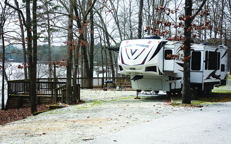 Sunshot from file — A fifth-wheel camper is parked at a campsite at Hartwell Lakeside earlier this spring.