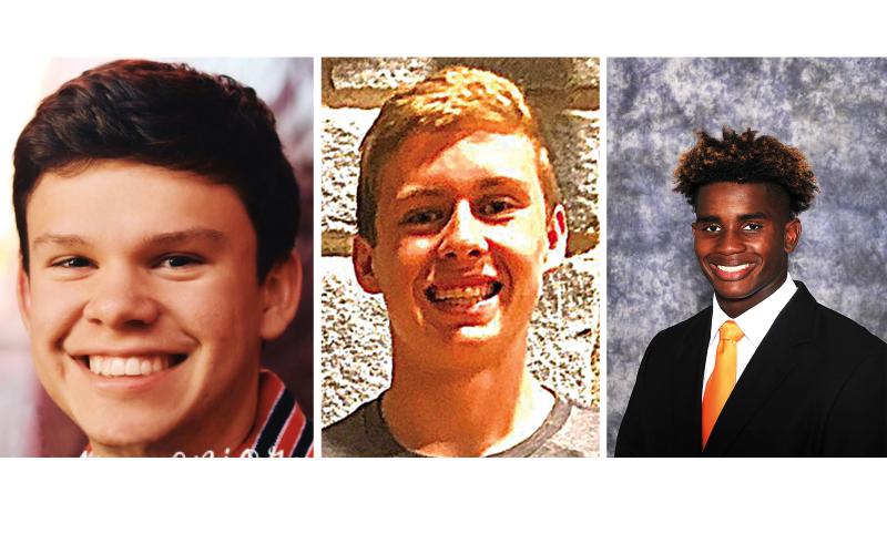 John Gordy, left, Sam Garringer, center, Kaimon Rucker, right.