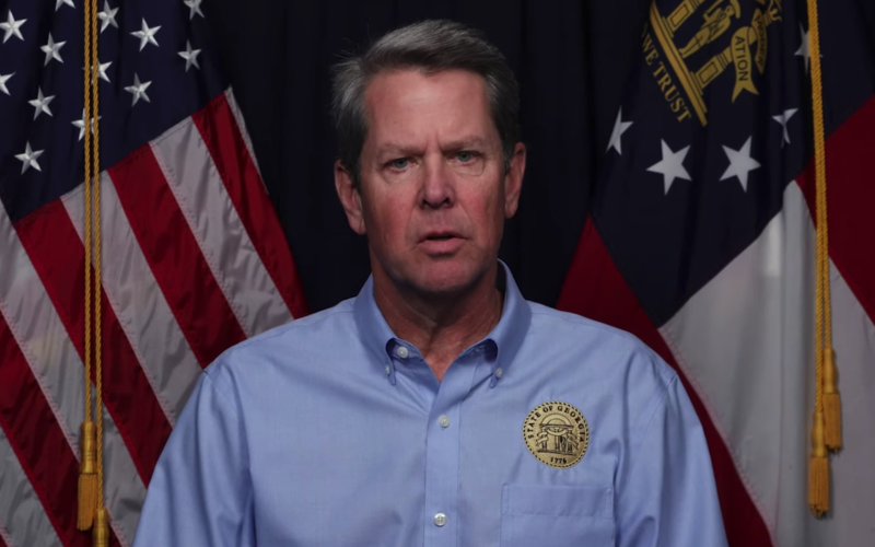Gov. Brian Kemp, seen here in a screenshot, speaks in a video message to Georgians Thursday about letting the shelter-in-place order lift at midnight.
