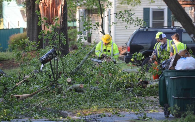 Sunshot by Michael Hall — Utility and public works crews from the city of Hartwell work to remove a tree that fell early Monday morning on Jackson Street in Hartwell.