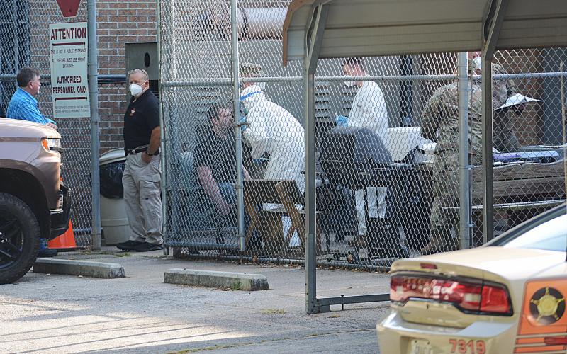 Sunshot by Michael Hall — The National Guard tests detention officers and deputies at the Hart County Jail on Sunday May 17.