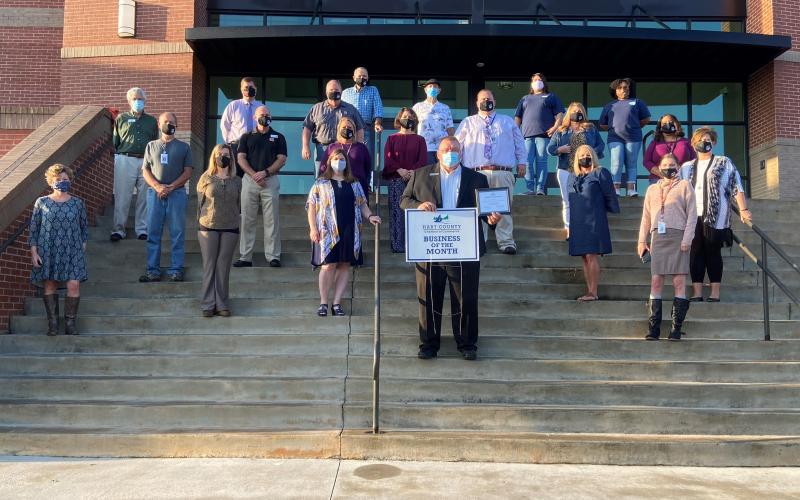 Pictured are, front row, left to right, Jennifer Carter, Jacqueline Brock, Heather Crump, Superintendent Jay Floyd, Missy Vaughn, Anna Hall and Katrina Cook. In the second row are David Seagraves, Brooks Mewborn, Lydia Bennett, Courtney Hart, Kevin Gaines, Stephanie Guzman and Sonia Cobb. In the third row are Larry Torrence, David Buddenbaum, Jeff Garner, Jerry McHan, Ray Stowers, Isabel Bocanegra and Sequilyous McLendon.
