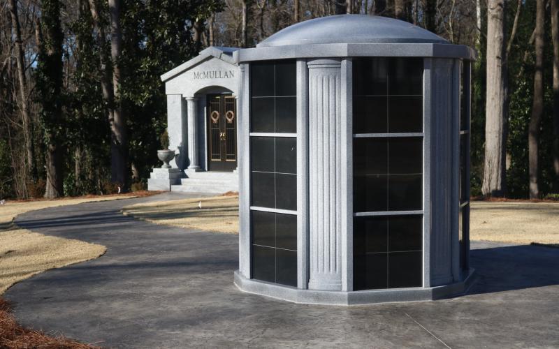 The new columbarium, front, and a recently placed mausoleum are shown recently at Northview Cemetery on North Carolina Street in Hartwell.