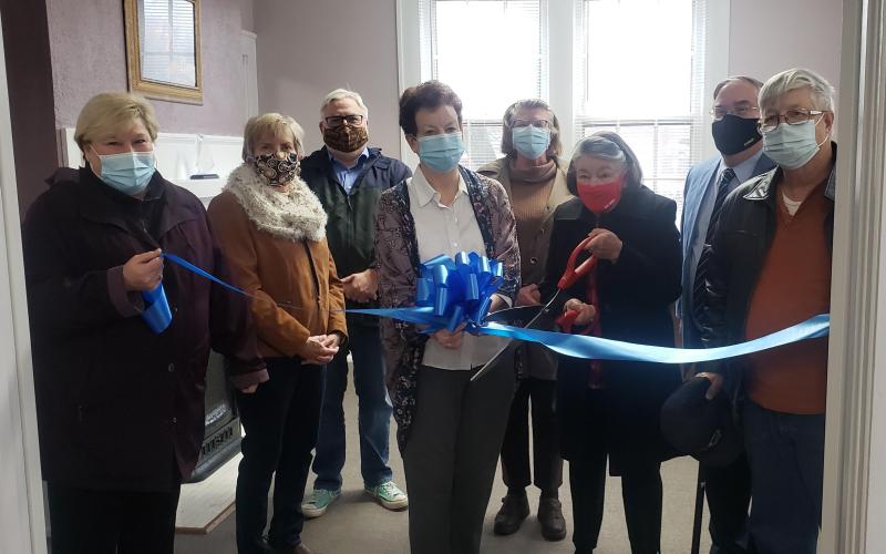 Pictured from left to right are Molly Boyd, Rosemary Dansbury, Pastor Richard Jarvis, Sibyl Hamrick, Lynn Farley, Christina Silpe, Pastor Edwin Simmons and Bruce Jones.