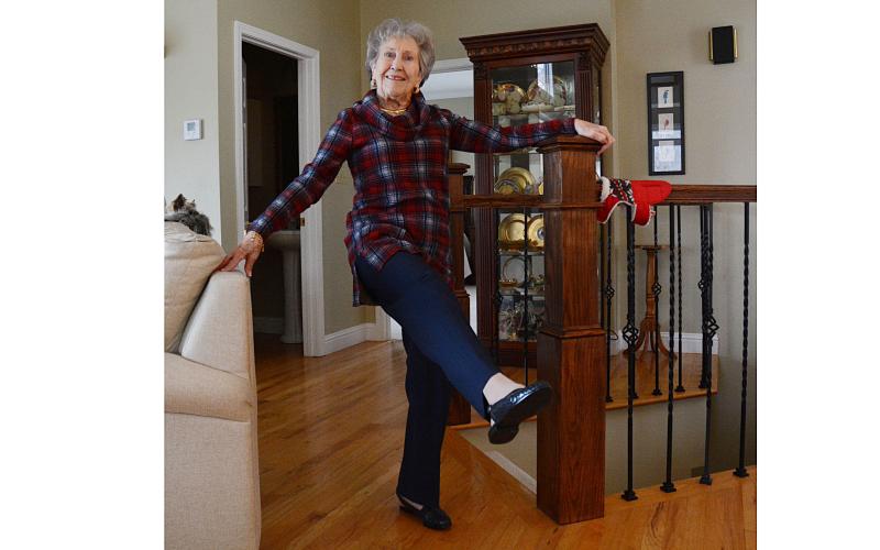 Janice Ferguson, 94, shows off a Rockette kick.
