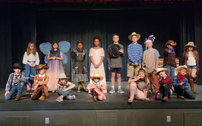 Pictured are cast members from left to right, front, Simon List, Natalie Berelc, Lyla Pugh, Caroline Hart, Morgan Hurley, Tyler Jensen, Sawyer Brown, back, Paisley McGhee, Gerri Pugh, Morgan Carter, Trinity Freeman, Zachary Simmons, Kenyon Harris, Case Cothran, Maks Hurley and Makenzie Jensen. Not pictured is August Thompson and Scarlet Grace Thompson.
