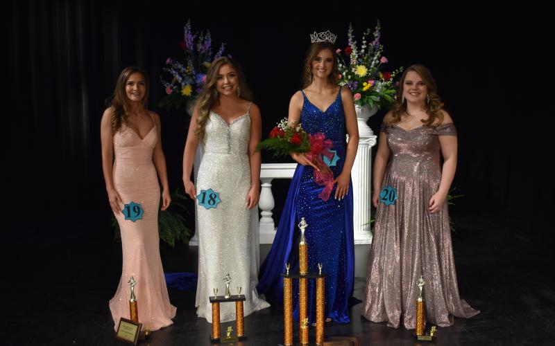 Left to right: Evelynn Holmes, Scout Lewis, Erin Isbell (Miss HCHS) and Ellie Dodd.