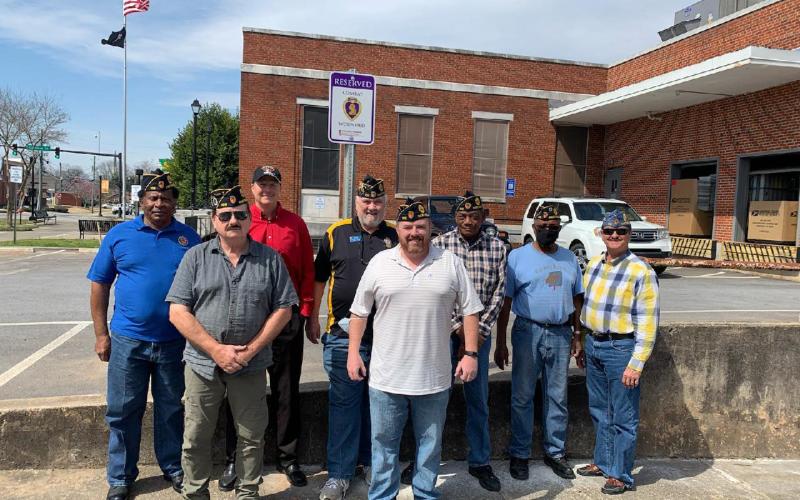 Pictured are, front row, past Post 109 commander James Fulghum and post member Jason Ford. In the back row are Thomas Rayton, Sons of American Legion member Brooks Page, Sidney Reed, Thomas Morrison, Kenneth Hawkins and SAL commander Thomas Jordan.