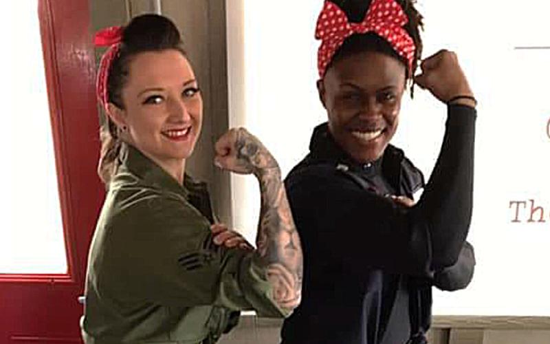 Shawna “Sky” Watkins and Ki Re show off their best Rosie poses.