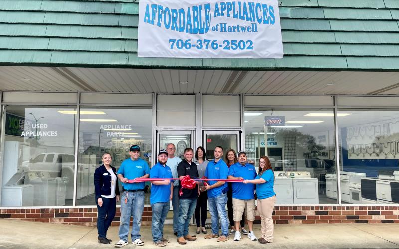 Photo submitted - Affordable Appliances of Hartwell cut the ribbon on March 31 in celebration of their new storefront located at 962 Benson St., Hartwell.