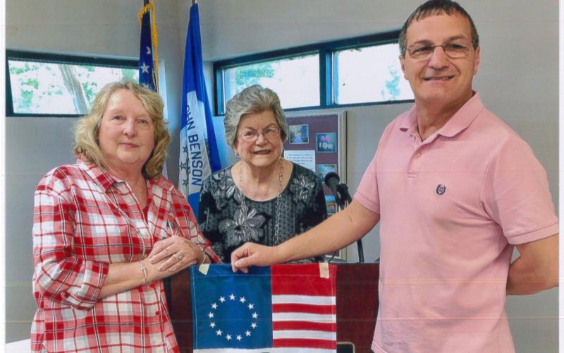 Submitted photo - Special speaker talks ‘becoming an American Citizen’ at latest DAR meeting. Pictured left to right: Sara Lesseur, program chairman, Emily Temple, Chapter Regent and Clive Smith.