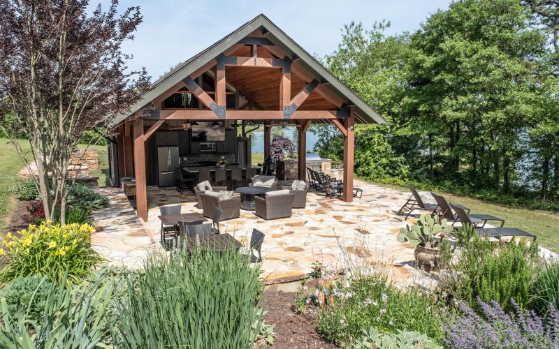 Backyard pavilion at the Winship home