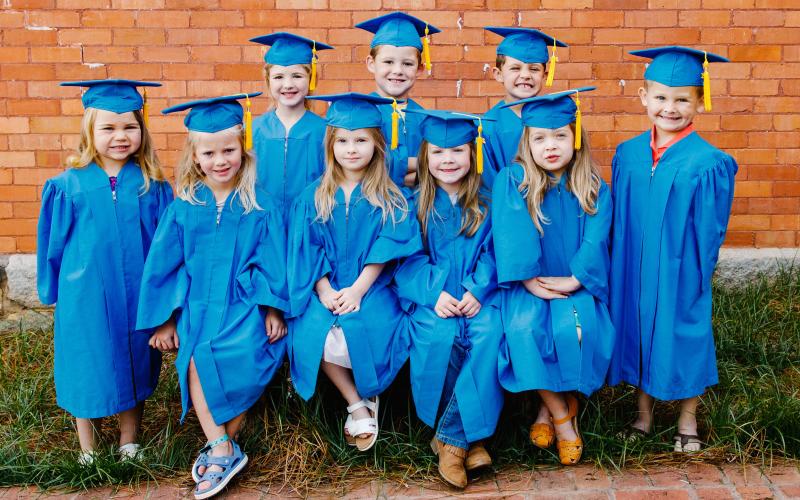 Submitted photo - This year’s preschool graduates. Pictured front row left to right: Stella Stone, Carolina Clark, Ava Sanders, and Clara Van Dora. Pictured back row left to right: Korrah Fowler, Madison Dickerson, Kacen Temple, Kanler Temple, and Bryce Graham.