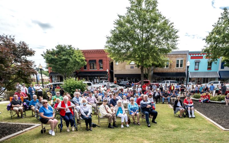 People gathered for the Memorial Day ceremony in Hartwell on Monday.