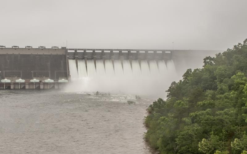 Bill Powell/The Hartwell Sun The Hartwell Dam test was visible from the Louie Morris Bridge along Highway 29, where this photo was taken.