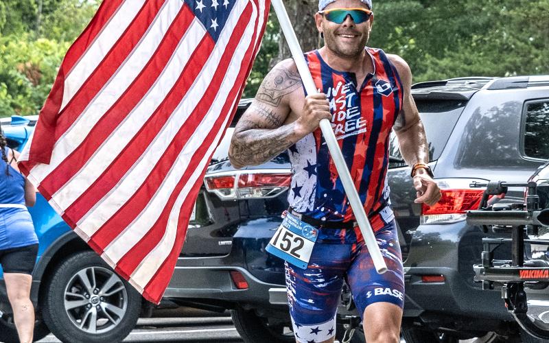 Jeff Krause of Elberton participates in Hartwell’s triathlon Saturday morning.