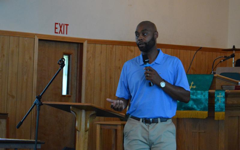 Drew Dotson/The Hartwell Sun - Georgia Initiative for Community Housing Director Jermaine Durham leads the discussion on ways the community can improve.
