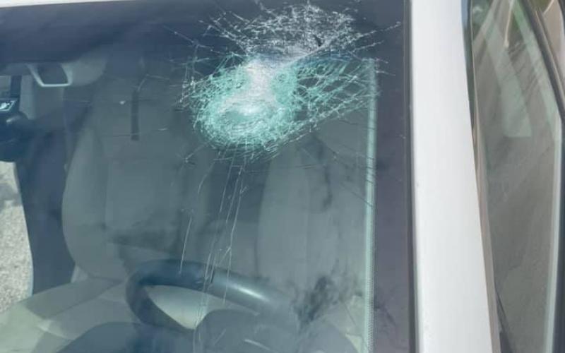 Photo submittd - Multiple vehicles, including the one pictured, were struck by rocks Monday launched from a sling shot, the sheriff said, on Reed Creek Highway.
