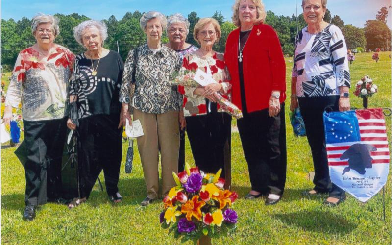 Pictured left to right: Emily Temple, Nancy Clark, Pam Temple, Mary Anne Huggins, Gay Booth, Sara Lesseur and Annette Johnson.