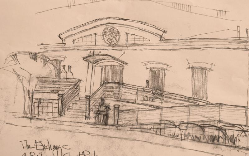 Rendering submitted A drawn rendering by Joe Hoffman of what the Railroad Street-side of 41 Depot Street will look like after the overhaul.