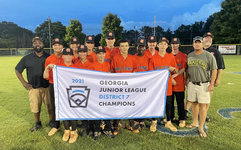 Photo Submitted. Front row from left to right: Zach Bowen, Jackson Starrett, Jackson Carter, Pearce Mewborn, Armani Rucker, Hunter Poole. Back row: Coach Billy Rucker, Cooper Sanders, Mason Conley, Max Martin, Lucas Fritz, JJ Mooney, Riley Kesler, Coach Chris Carter, Head Coach Kevin Bowen.