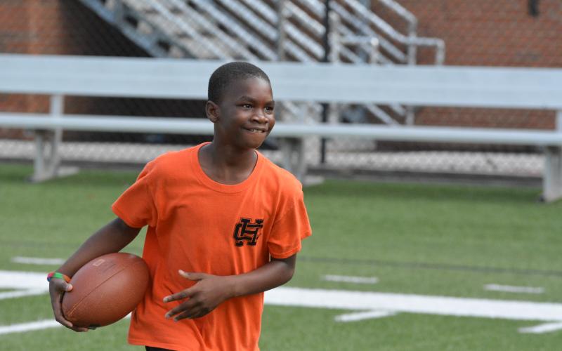 Drew Dotson/The Hartwell Sun - Destin Longworth enjoyed a morning of football before summer break’s end.