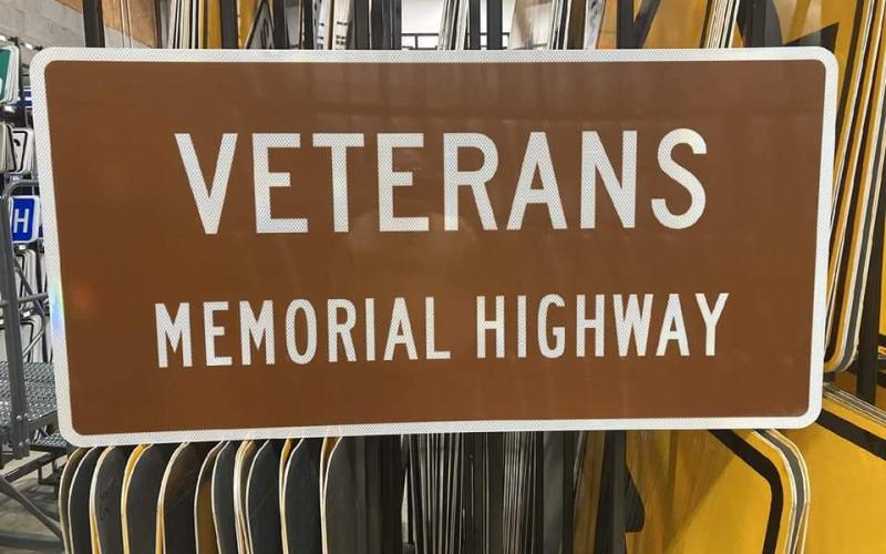 Hartwell's newest road sign waiting in production. The sign is currently under black paper, which will be stripped off at the ceremony Nov. 11.