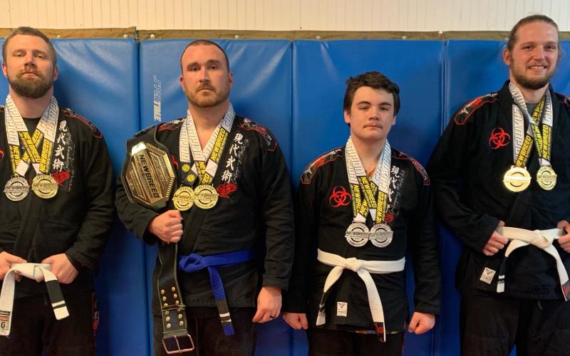 Chris Burns (far left), Brandon Moss (center left), Noah Wyckoff (center right), and Grayson Williams (far right)