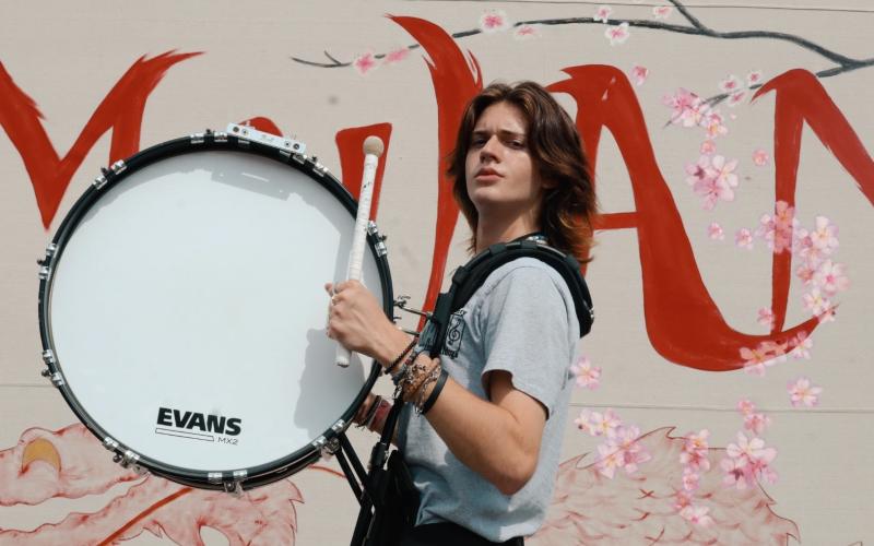 Ethan McDowell, 2021 band captain and first bass.