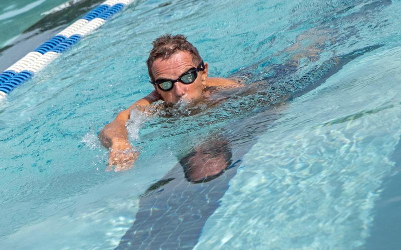 Schyck swims the freestyle at the YMCA, one of his favorite places in Hartwell.