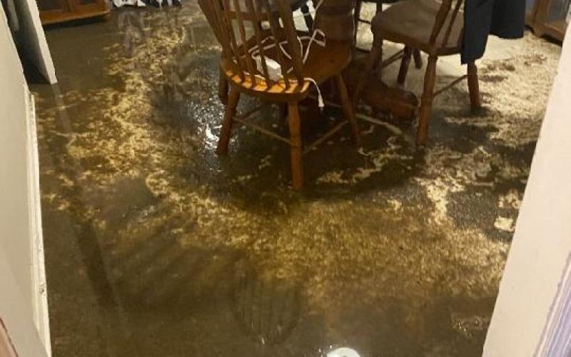 Image from the aftermath of the sewage backup inside the kitchen at the Emmons home on 87 Laurel st.