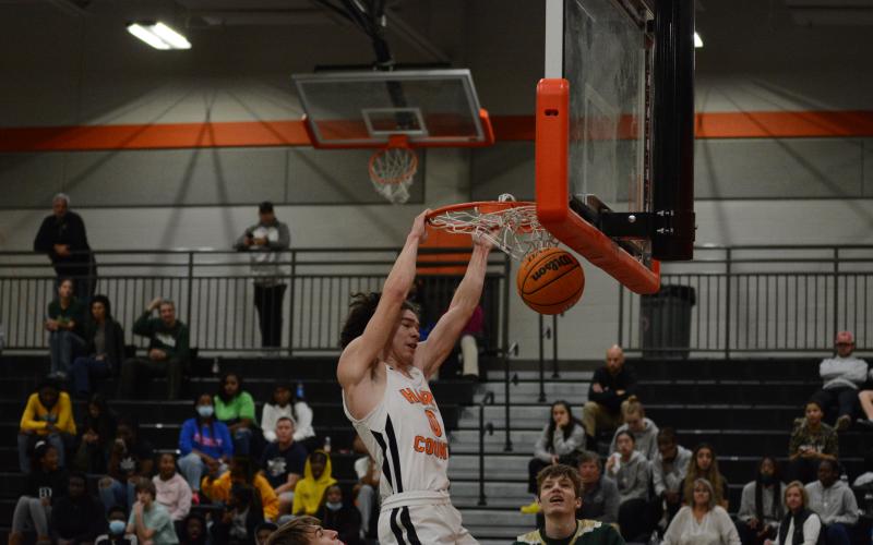 J.C. Curry shows his athleticism by dunking on the tall rim protectors from Rabun Gap-Nacoochee.