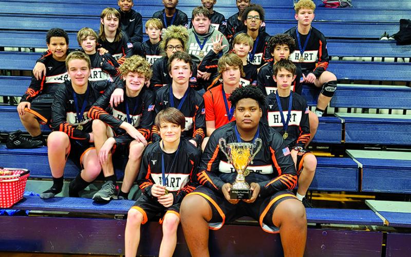 Front row:  Bobby Jones and Bryce Durrett. Second Row:  Kenyon Harris, Ethan Stovall, Cameron Risner, Michael Nichols and Jackson Carter. Third Row:  Joshua Humphrey, Aiden Hill,  Kory Sims, Chad Humphries, and Kaidyn Allen. Fourth Row:  Keelan Jordan, Christian Fleming   Lake Fuller, Maquae Sims, Colton Fowler. Fifth Row:  Camarion Verdell, Champ Blackwell, Carlveon Cheeks, and  Jakden Shiflet.