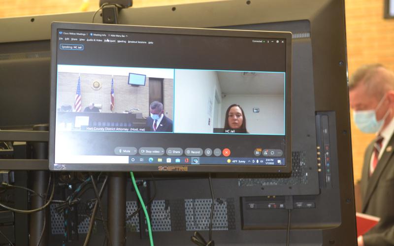 Crumpton appeared at her bond hearing from via Zoom from the Hart County Jail. Her attorney William Healan was in attendance at the Hart County proceeding.
