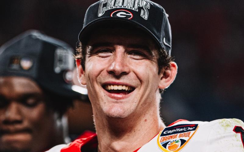 Stetson Bennett after winning the Orange Bowl. Photo credit: Georgia Football
