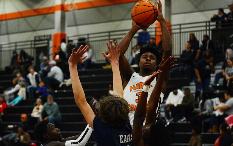 Tahj Johnson hits a fadeaway.