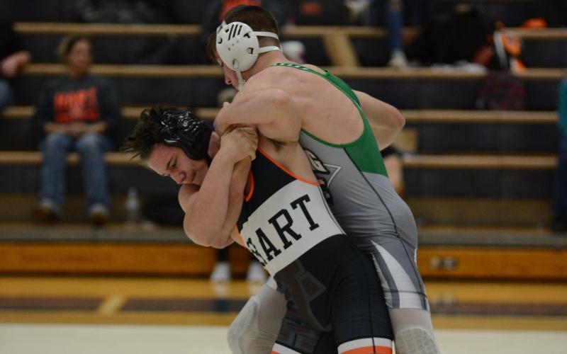 AJ Smith throws down his Franlkin Couty opponent at the Region Duals meet in Oconee County.