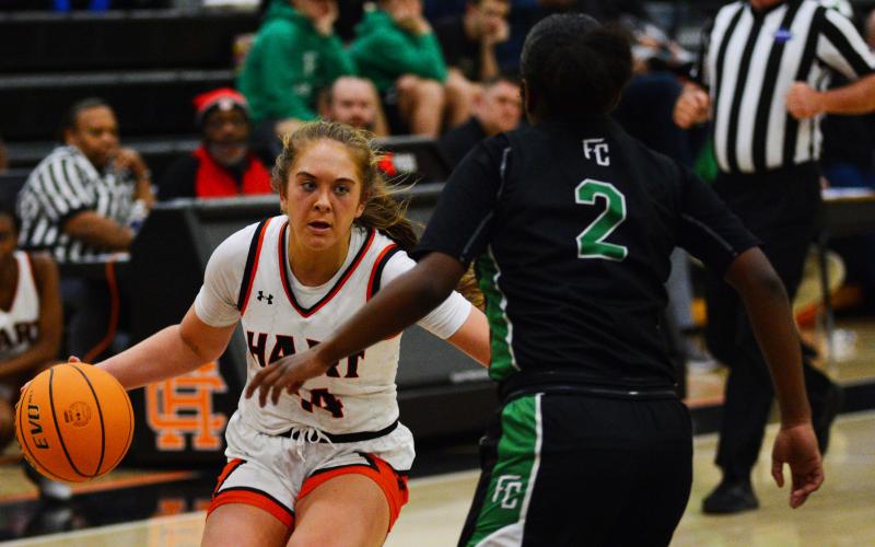 Dakota Phillips sizes up a Franklin defender in a game at home earlier this season.