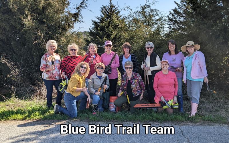 Pictured are Pine Tree Garden Club and Pine Tree Blue Bird Trail Volunteers. First Row (L-R) Michelle Hicks, Suellen Jones, GCG State President, Peggy Tucker and Lisa Perry. Second Row (L-R) Diane Bowers, Linda Harris, Melissa Barton, Cindy Neal, Peggy Graham, Sandra Brown, Lisa Cochenour &amp; Sherry Westbury