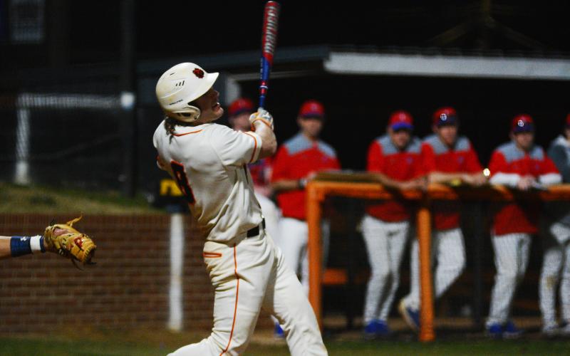 Riley Posey gets a hit in Hart’s last home game against Jefferson.