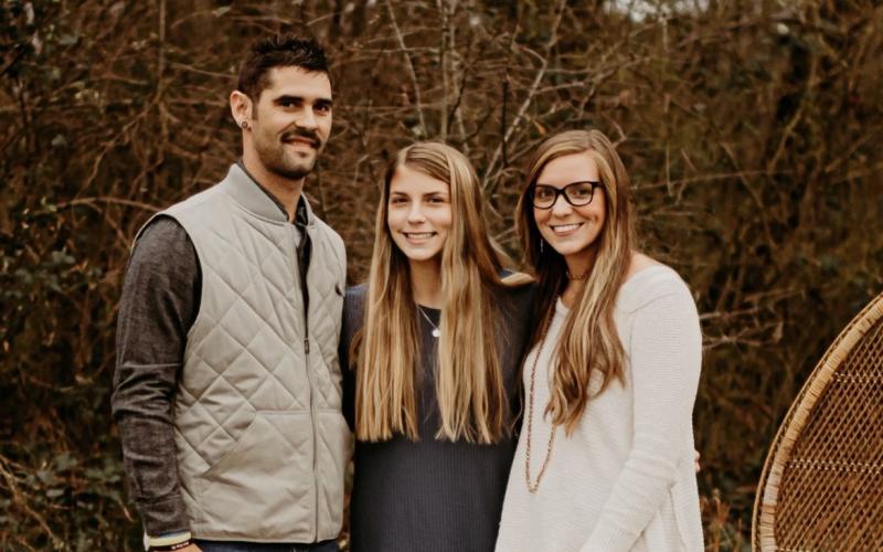 Colt Bennett, daughter Madison, and wife Kayla Bennett.